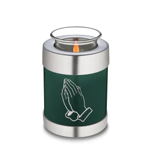 Candle Holder Embrace Green Praying Hands Cremation Urn