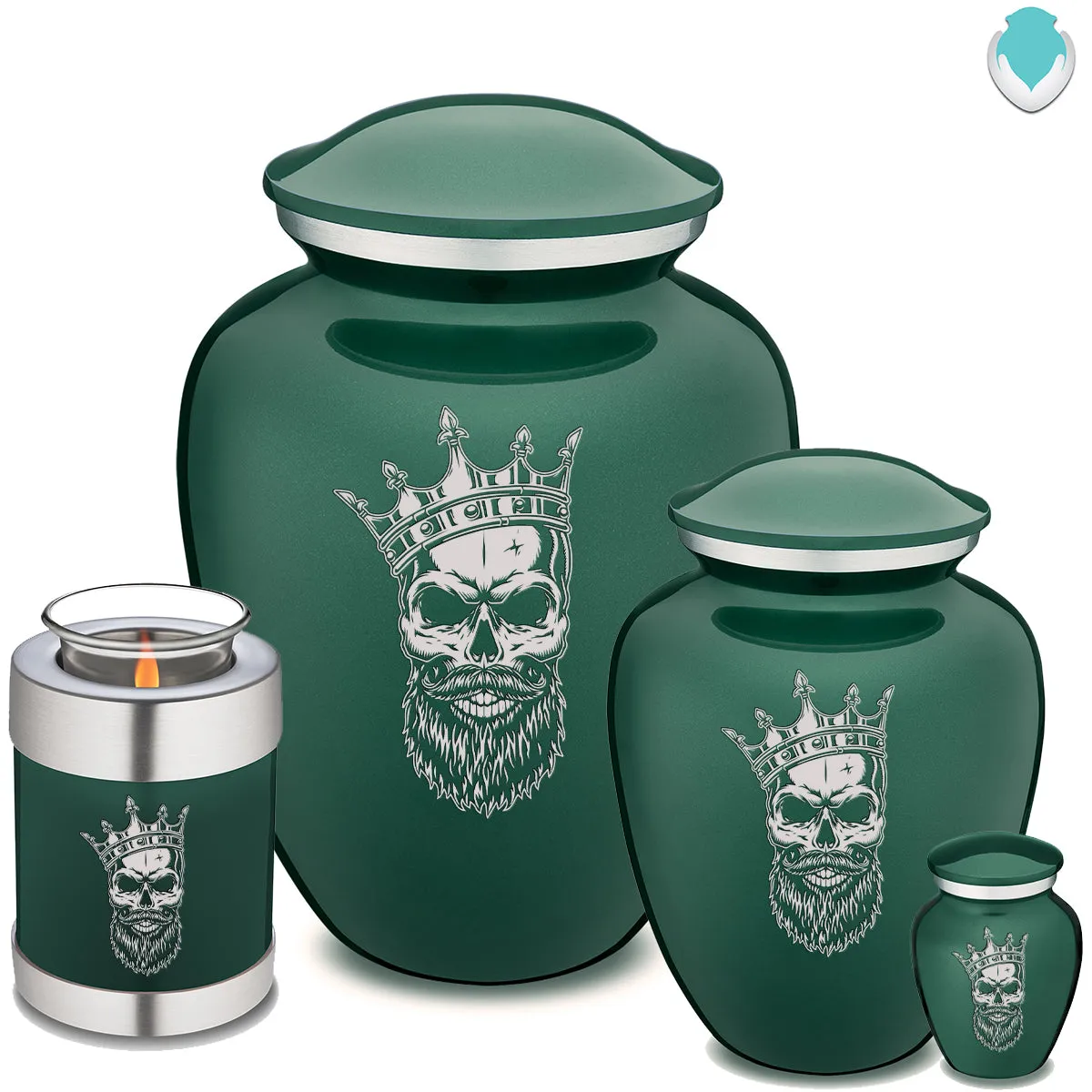 Candle Holder Embrace Green Skull Cremation Urn