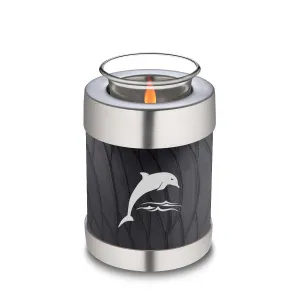 Candle Holder Embrace Pearl Black Dolphins Cremation Urn