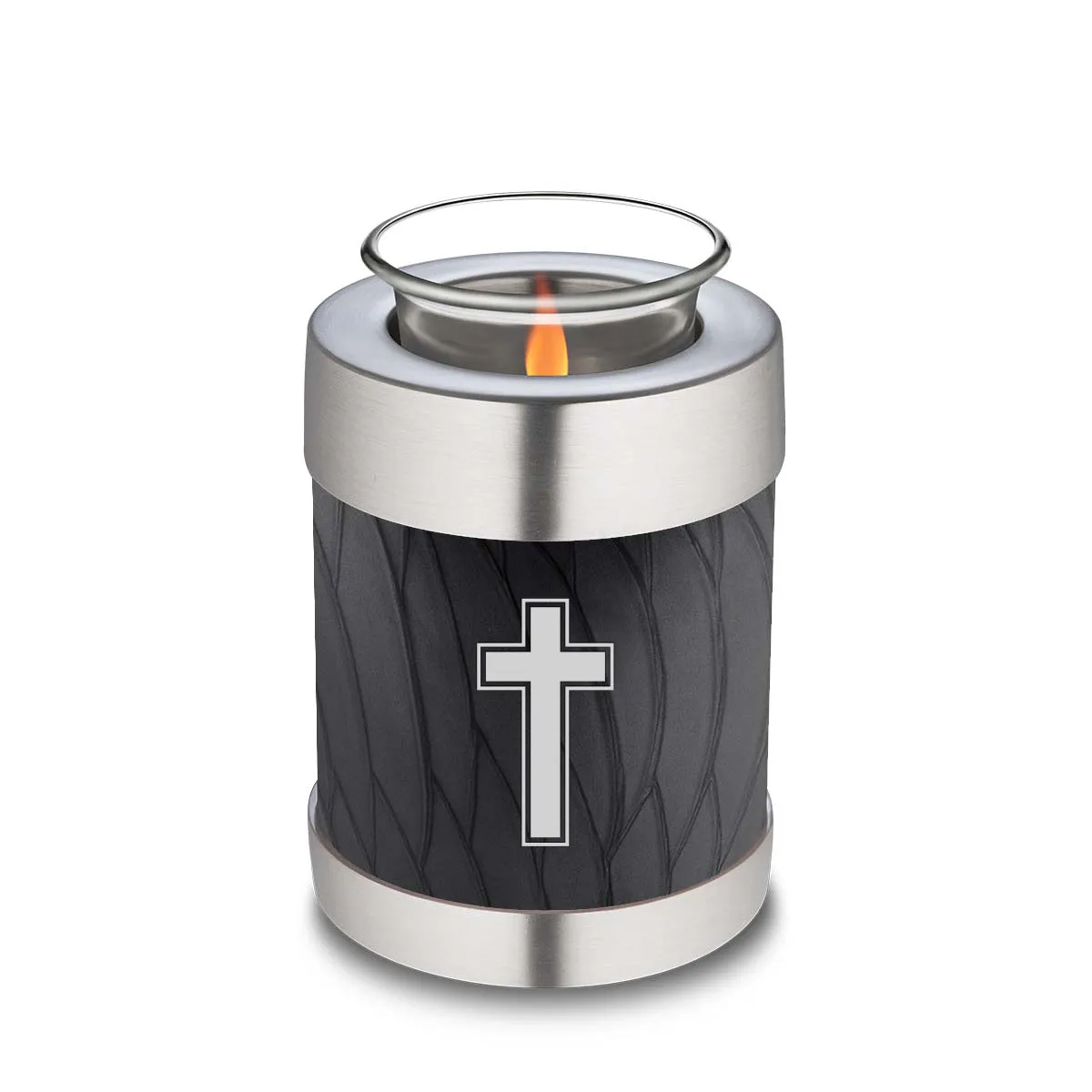 Candle Holder Embrace Pearl Black Simple Cross Cremation Urn