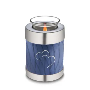 Candle Holder Embrace Pearl Cobalt Blue Hearts Cremation Urn