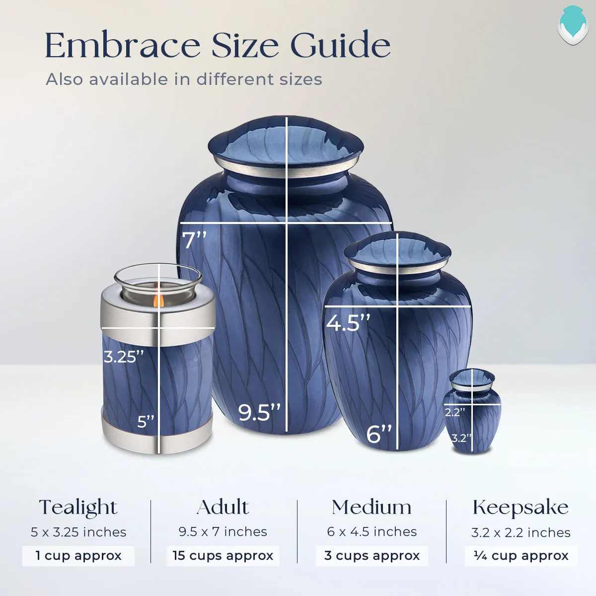 Candle Holder Embrace Pearl Cobalt Blue Motorcycle Cremation Urn