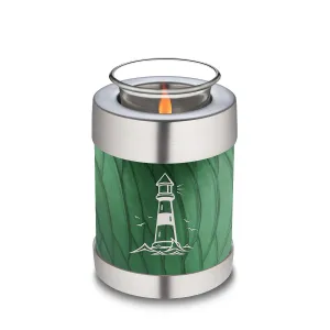 Candle Holder Embrace Pearl Green Lighthouse Cremation Urn