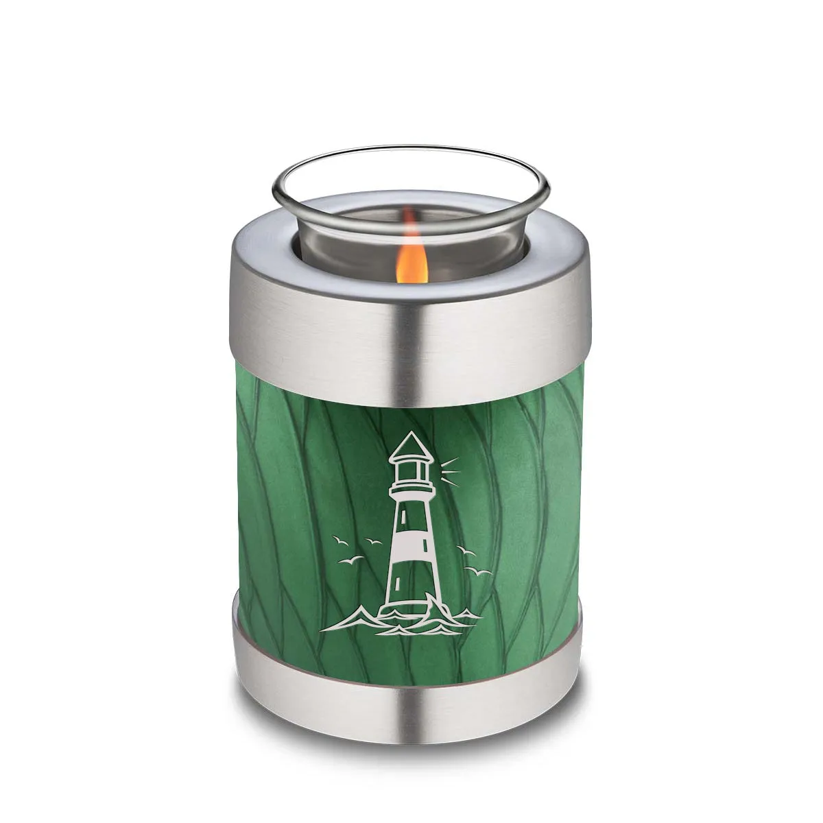 Candle Holder Embrace Pearl Green Lighthouse Cremation Urn