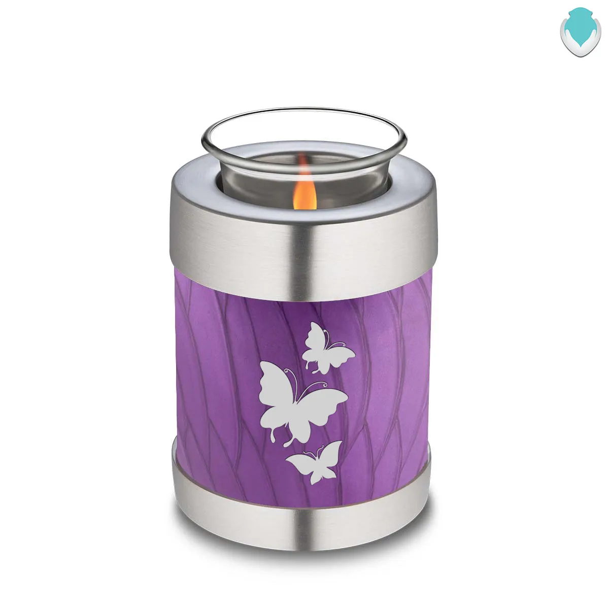 Candle Holder Embrace Pearl Purple Butterfly Cremation Urn