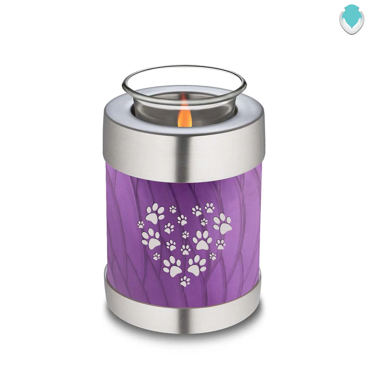 Candle Holder Embrace Pearl Purple Heart Paws Pet Cremation Urn