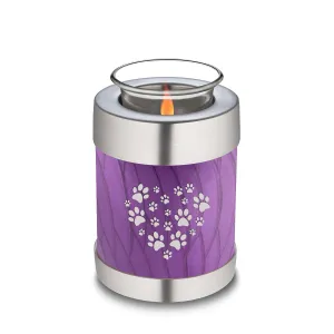 Candle Holder Embrace Pearl Purple Heart Paws Pet Cremation Urn
