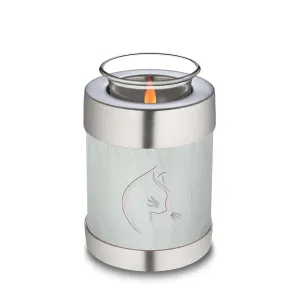 Candle Holder Embrace Pearl White Cat Pet Cremation Urn