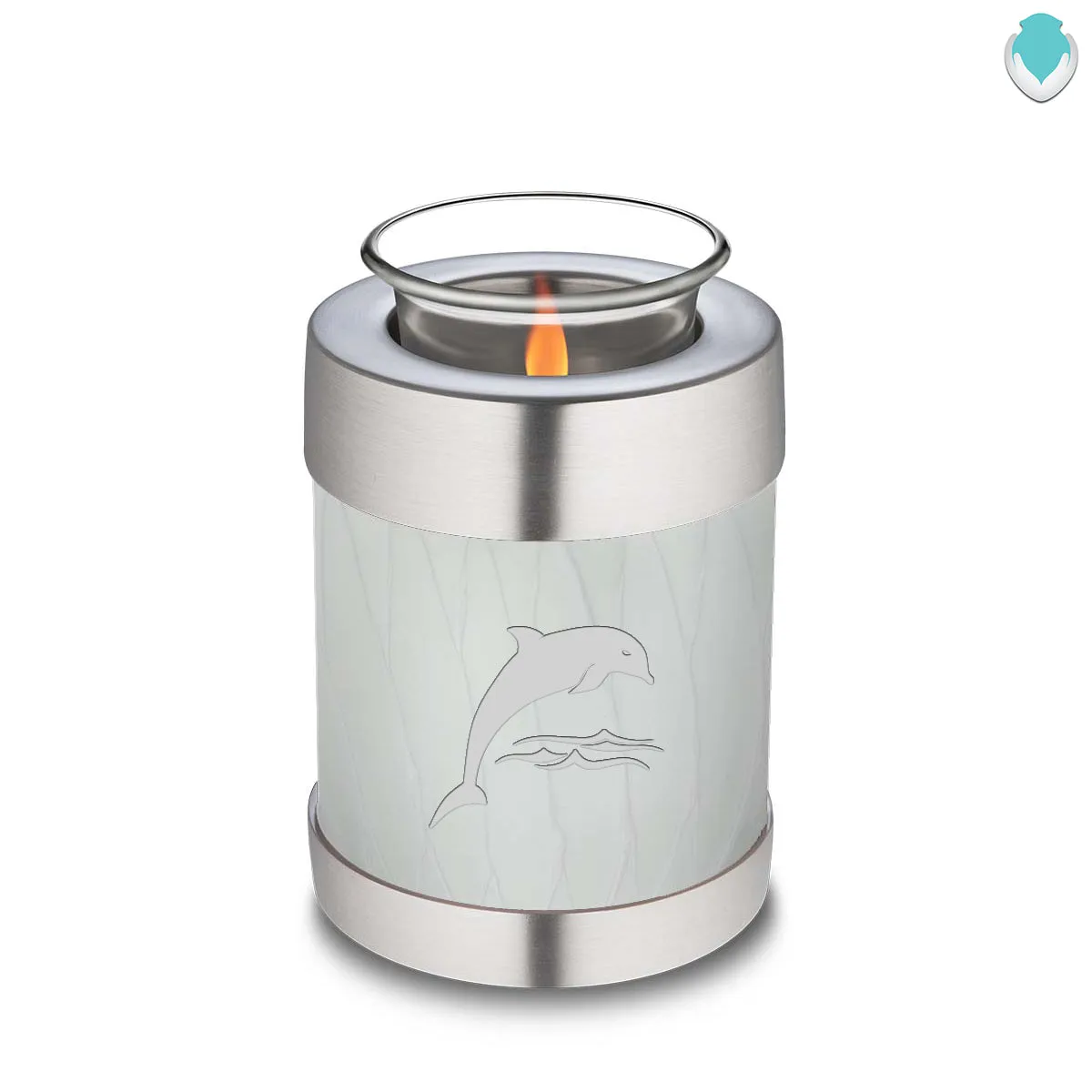 Candle Holder Embrace Pearl White Dolphins Cremation Urn