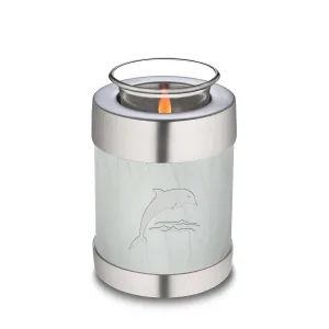 Candle Holder Embrace Pearl White Dolphins Cremation Urn
