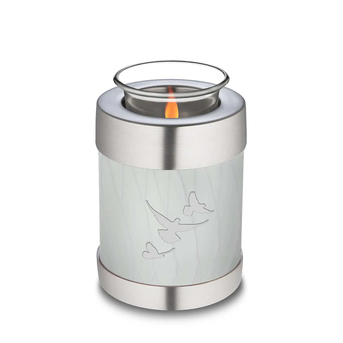 Candle Holder Embrace Pearl White Doves Cremation Urn