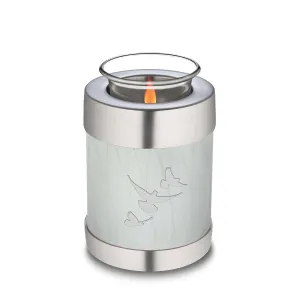 Candle Holder Embrace Pearl White Doves Cremation Urn