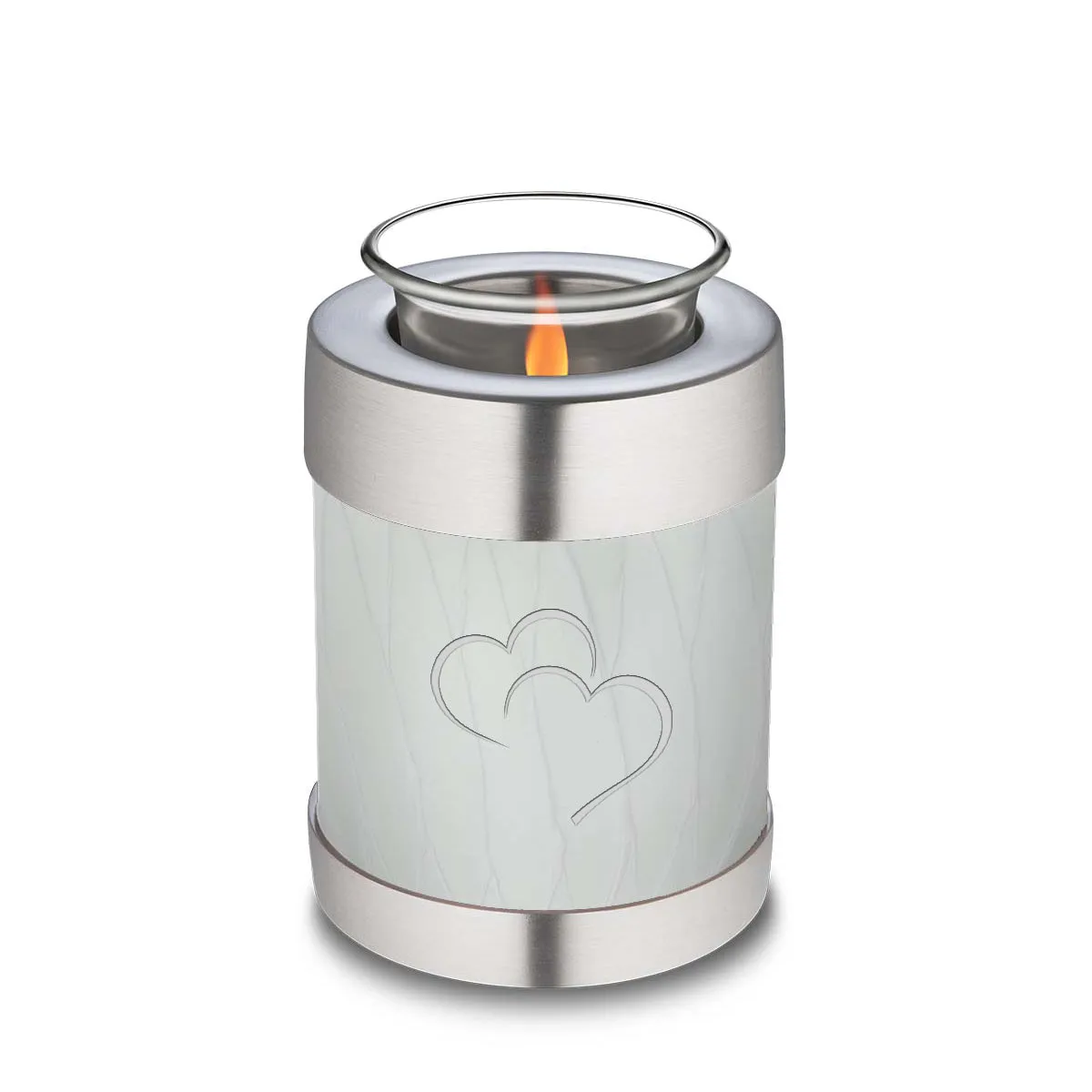 Candle Holder Embrace Pearl White Hearts Cremation Urn
