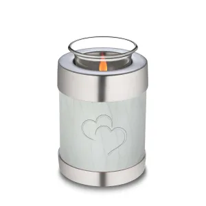 Candle Holder Embrace Pearl White Hearts Cremation Urn