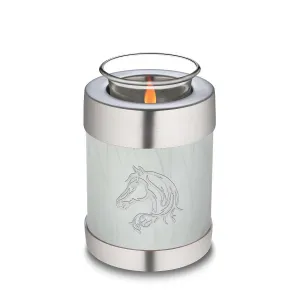 Candle Holder Embrace Pearl White Horse Cremation Urn