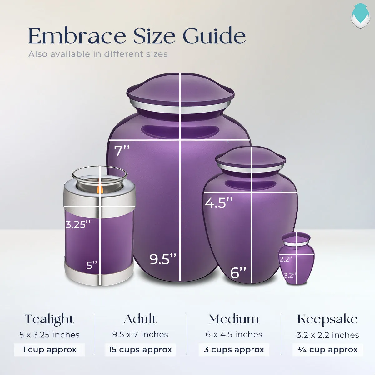 Candle Holder Embrace Purple Doves Cremation Urn