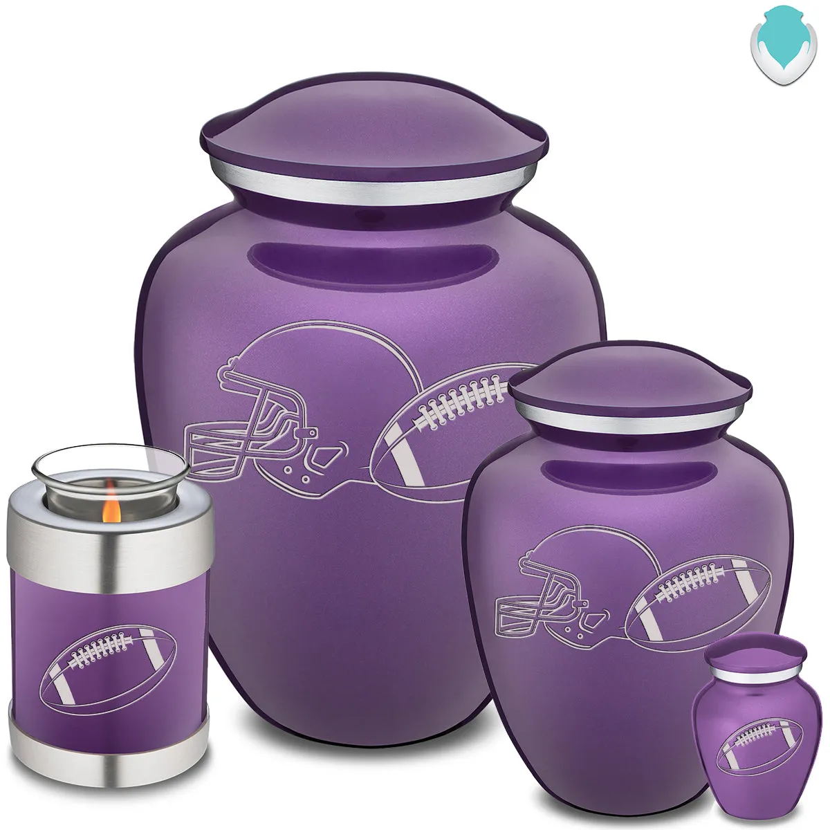 Candle Holder Embrace Purple Football Cremation Urn