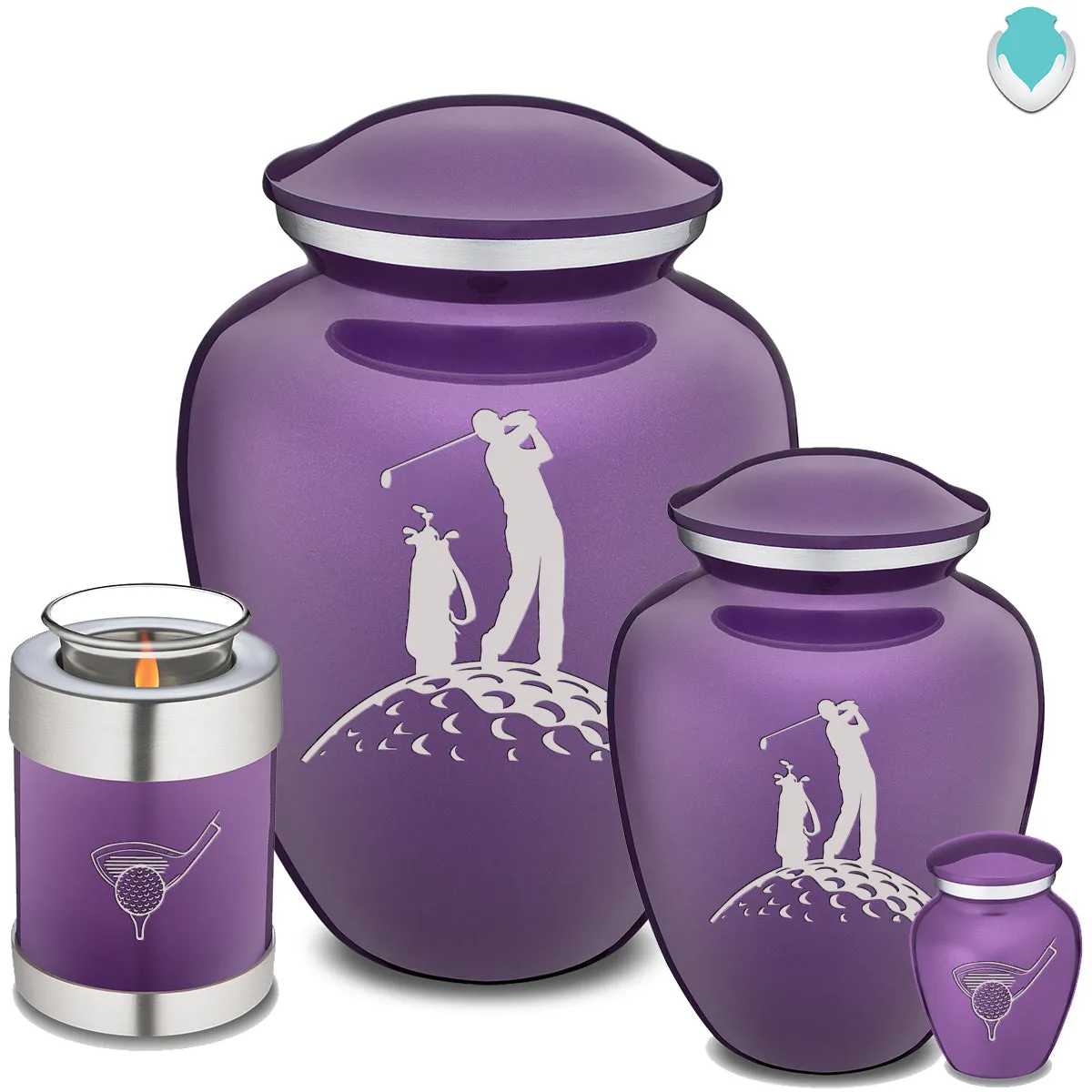 Candle Holder Embrace Purple Golf Cremation Urn