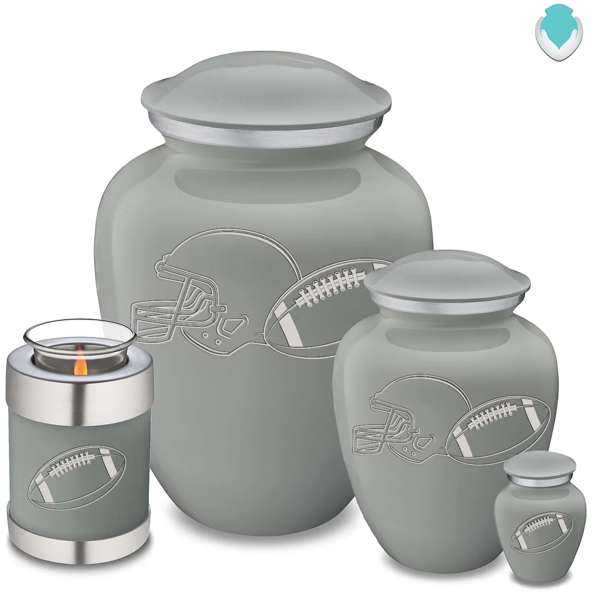 Candle Holder Embrace Slate Grey Football Cremation Urn