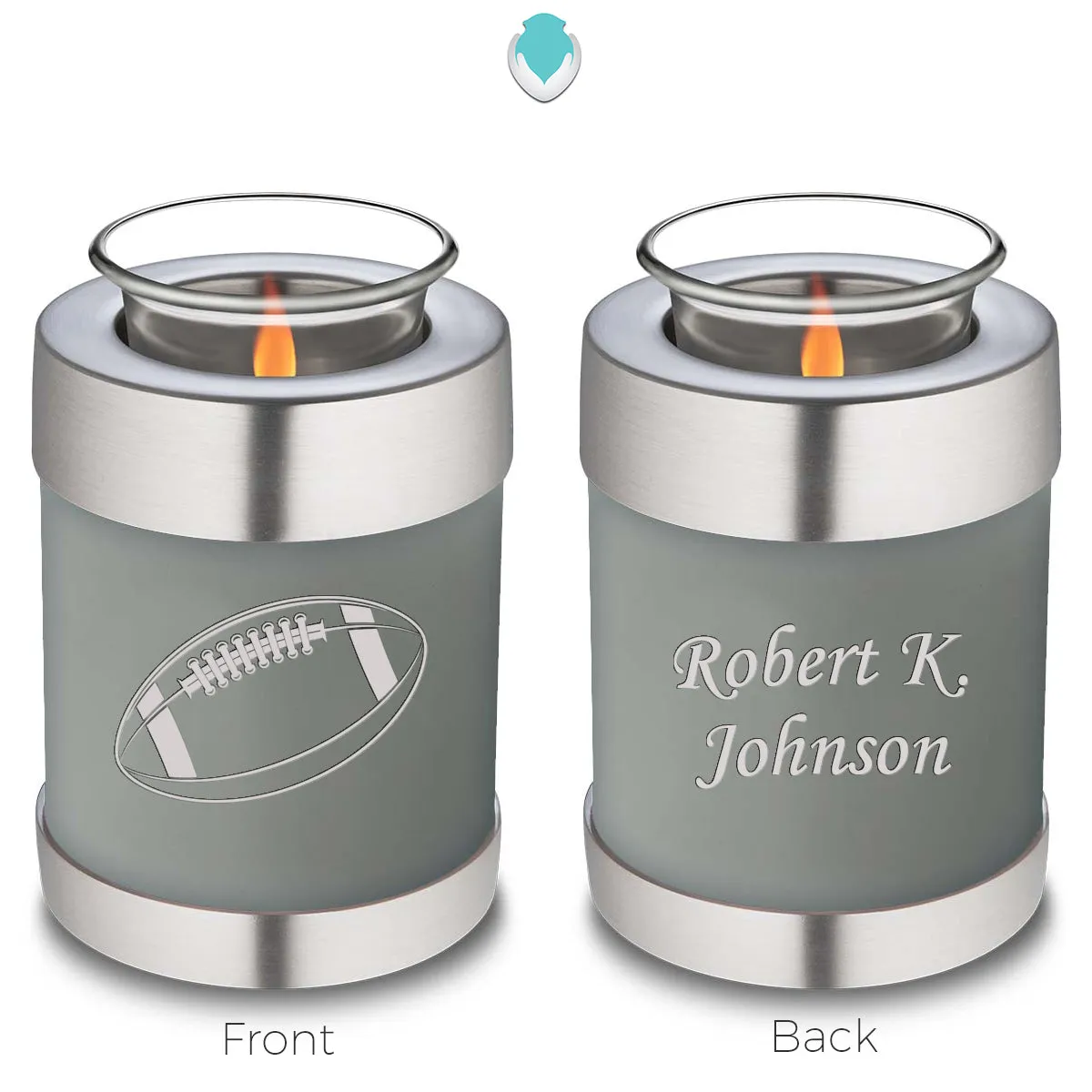 Candle Holder Embrace Slate Grey Football Cremation Urn
