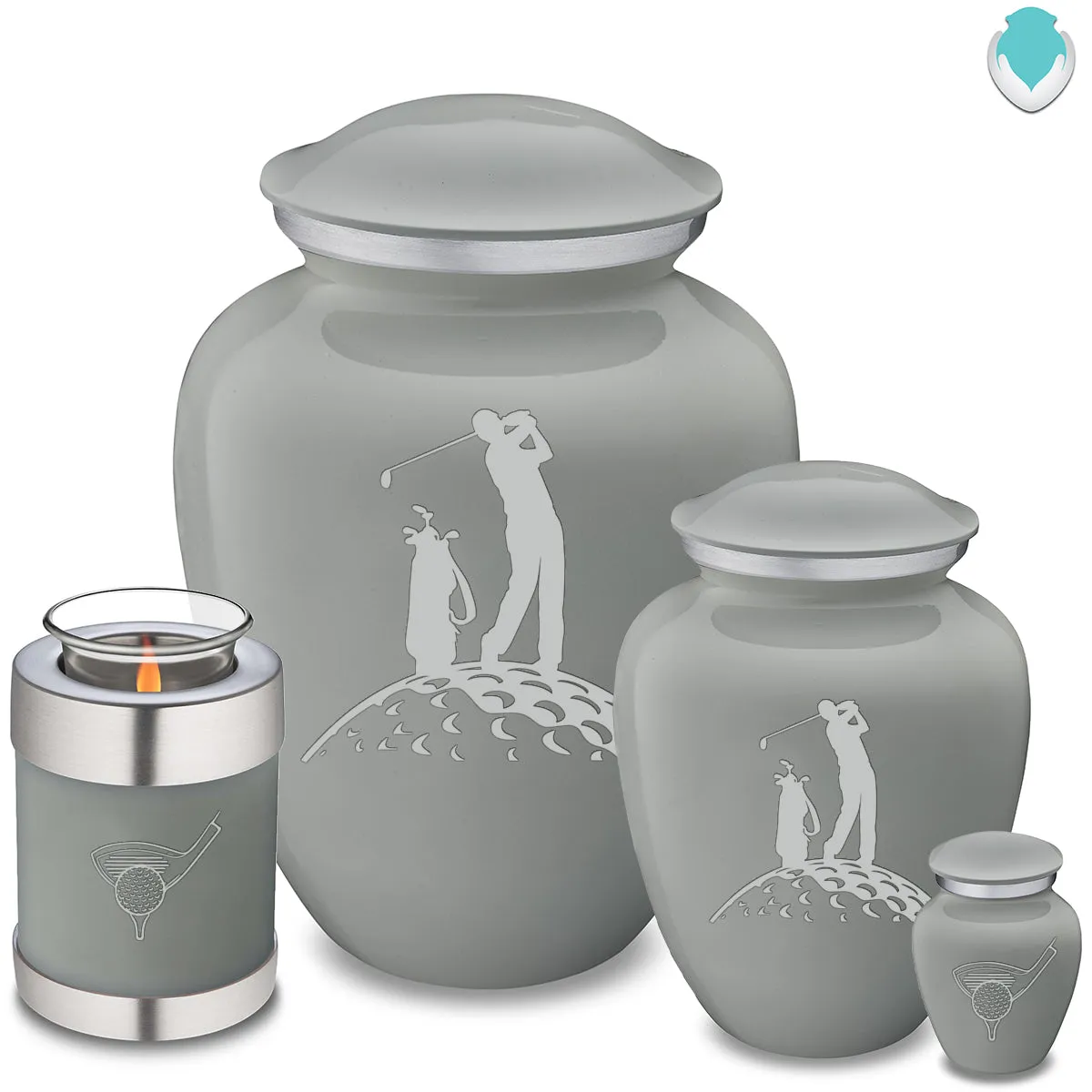 Candle Holder Embrace Slate Grey Golfer Cremation Urn