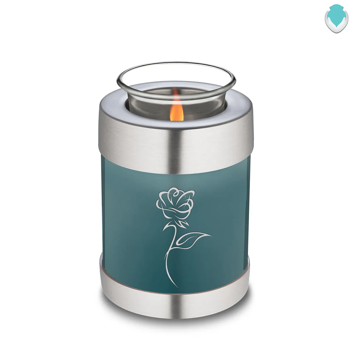 Candle Holder Embrace Teal Rose Cremation Urn