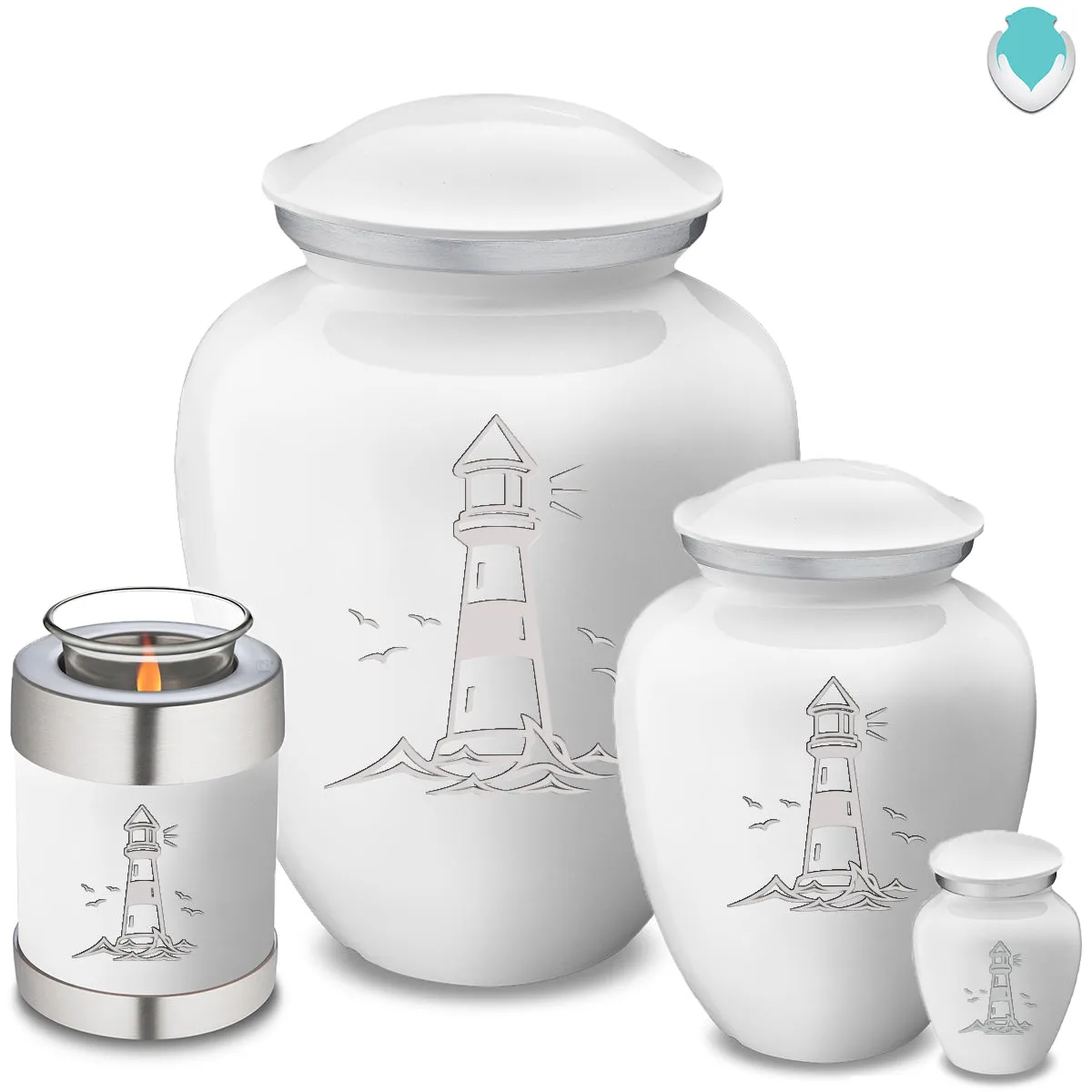 Candle Holder Embrace White Lighthouse Cremation Urn