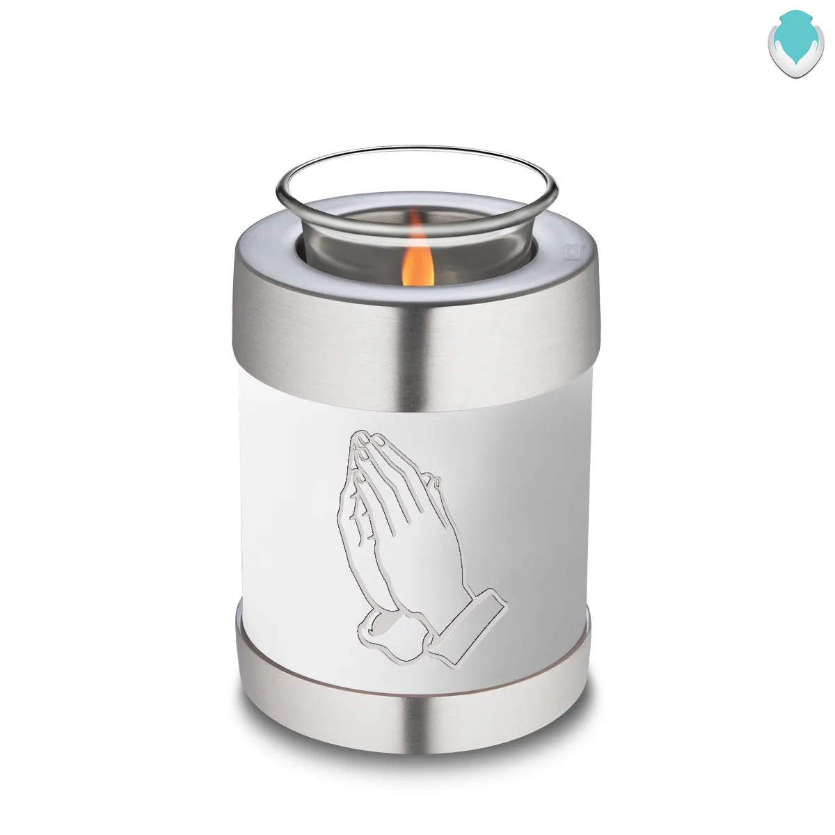 Candle Holder Embrace White Praying Hands Cremation Urn