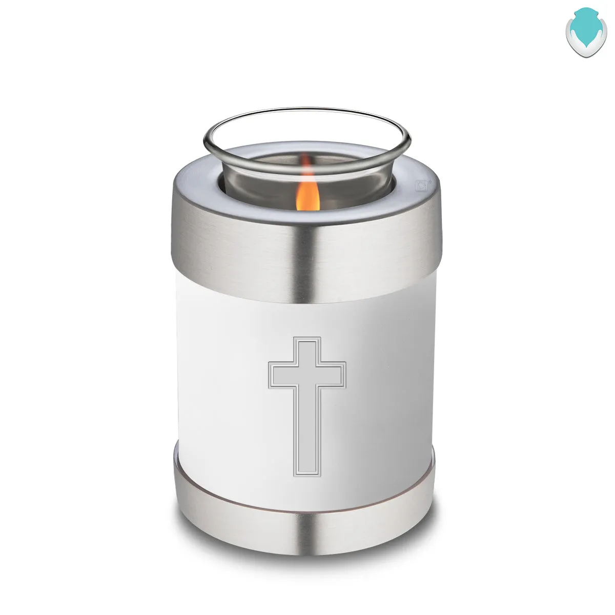 Candle Holder Embrace White Simple Cross Cremation Urn