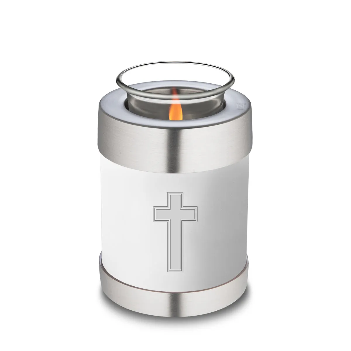 Candle Holder Embrace White Simple Cross Cremation Urn