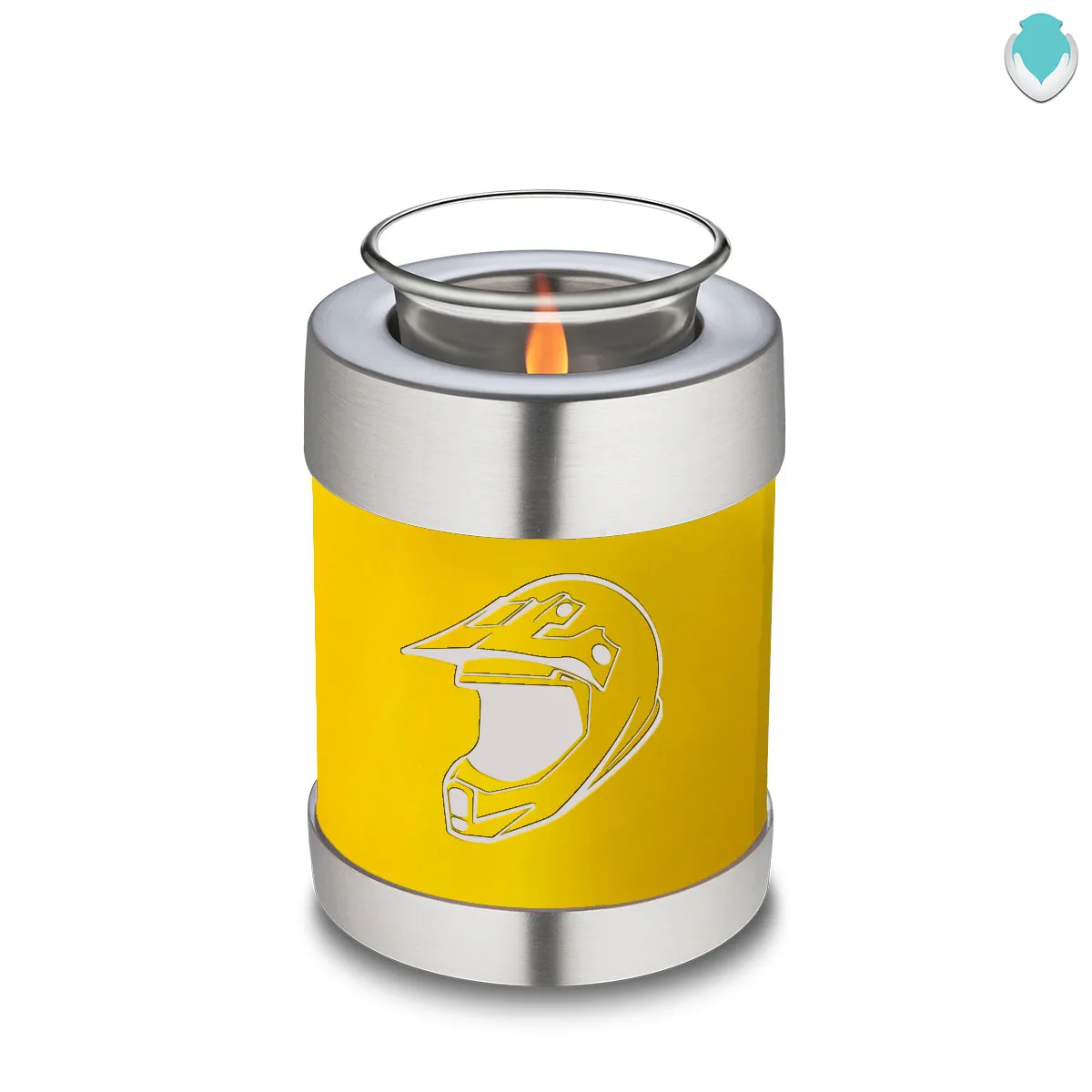 Candle Holder Embrace Yellow Dirt Bike Cremation Urn