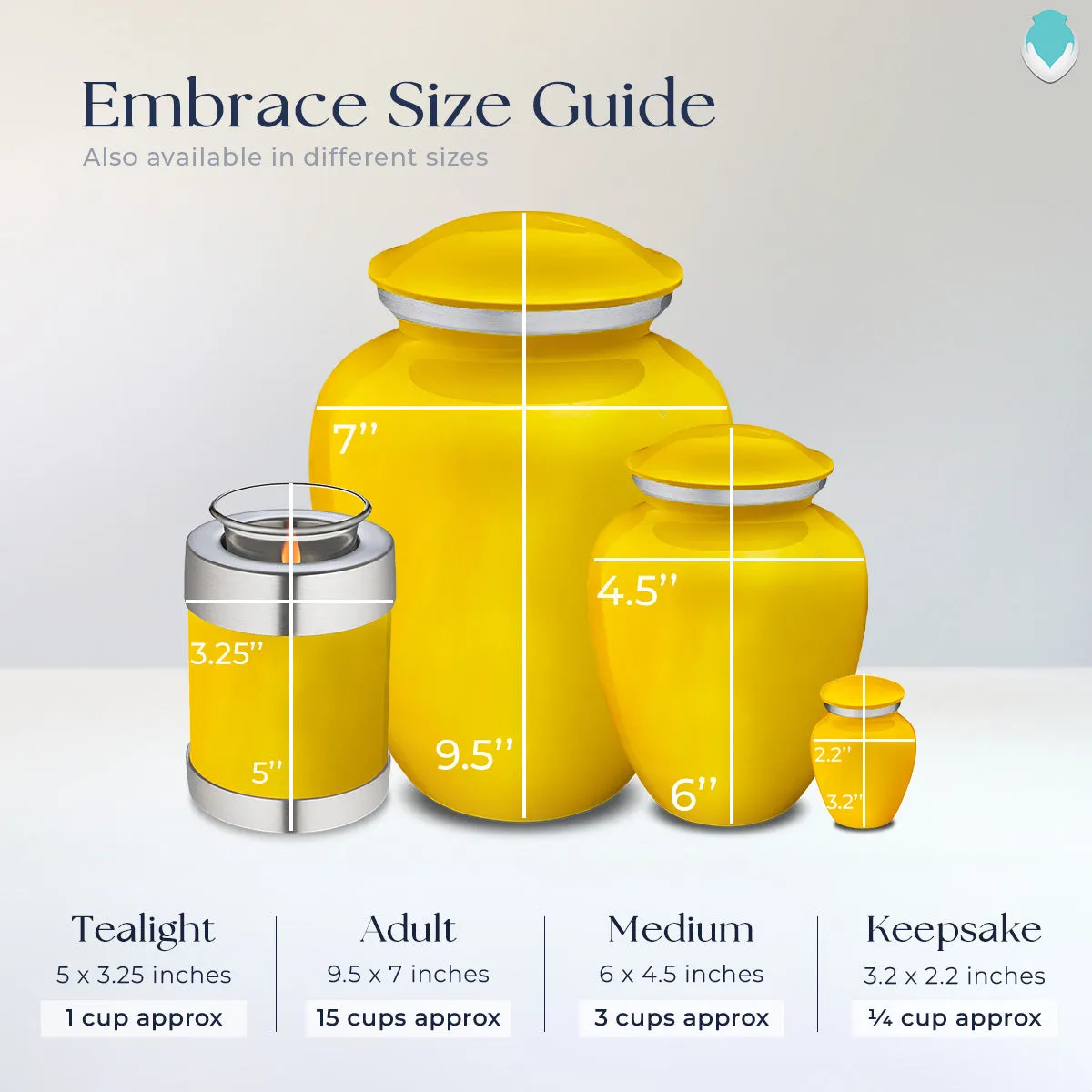 Candle Holder Embrace Yellow Doves Cremation Urn