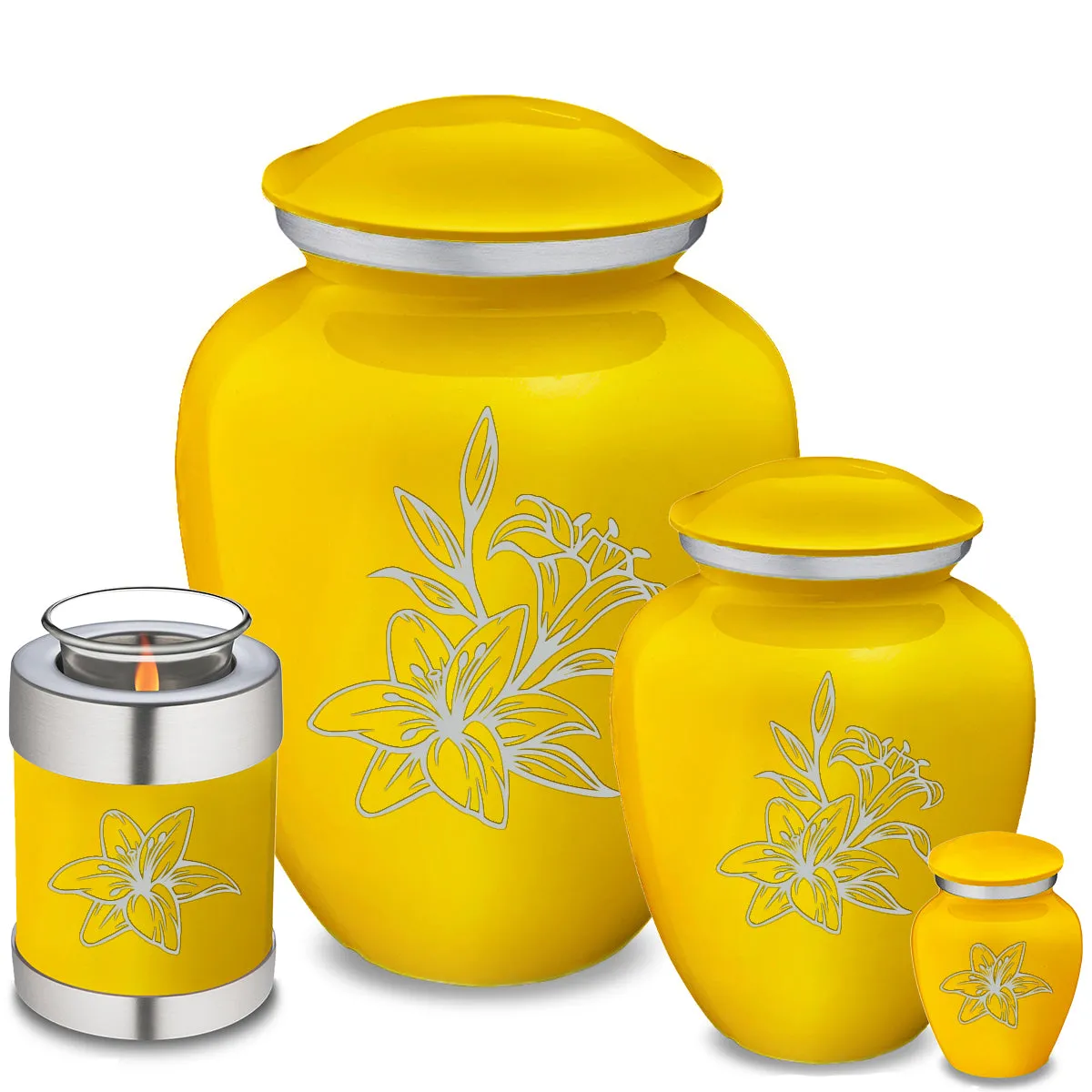 Candle Holder Embrace Yellow Lily Cremation Urn