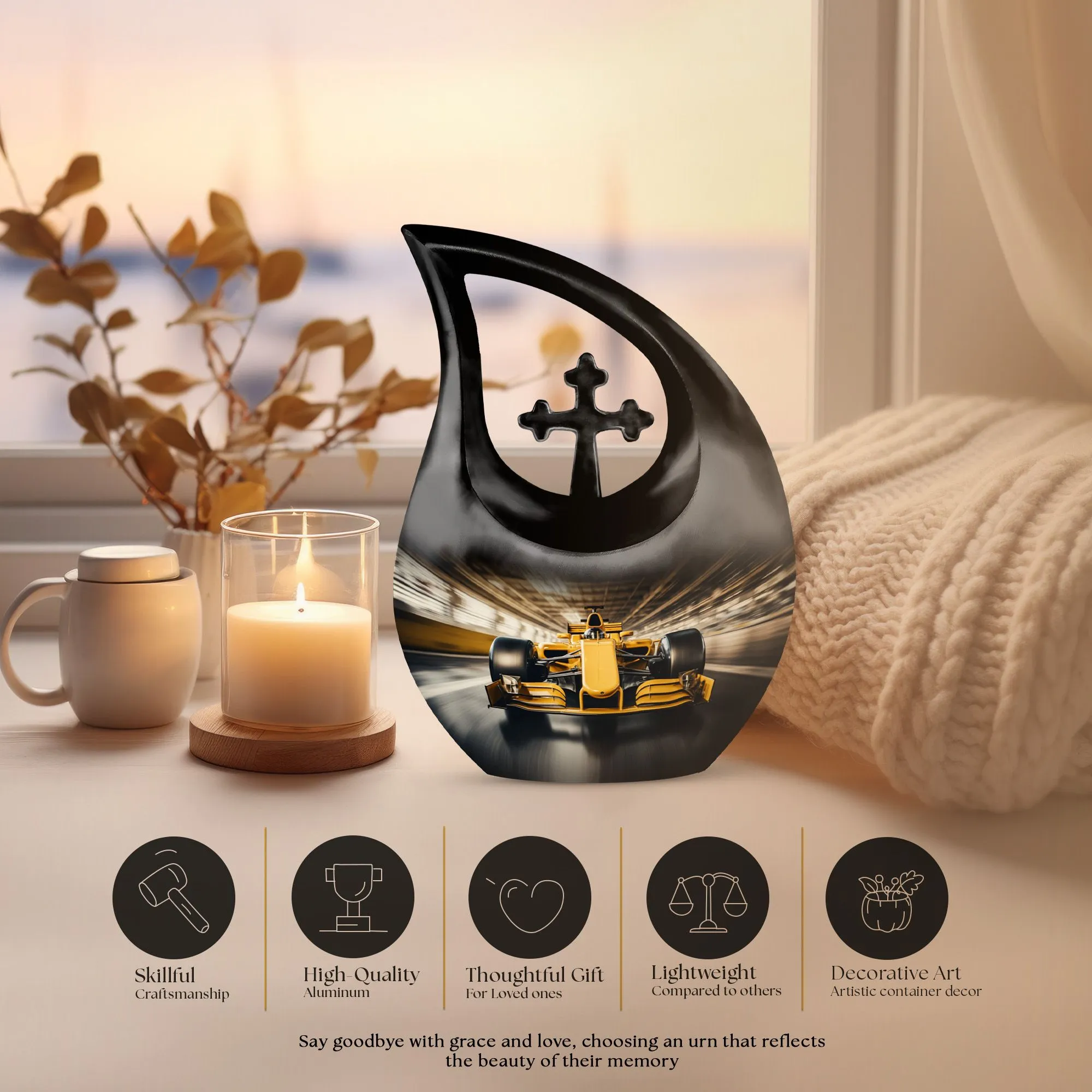 Car Race Memorial Urn For Storing Adult Human Ashes