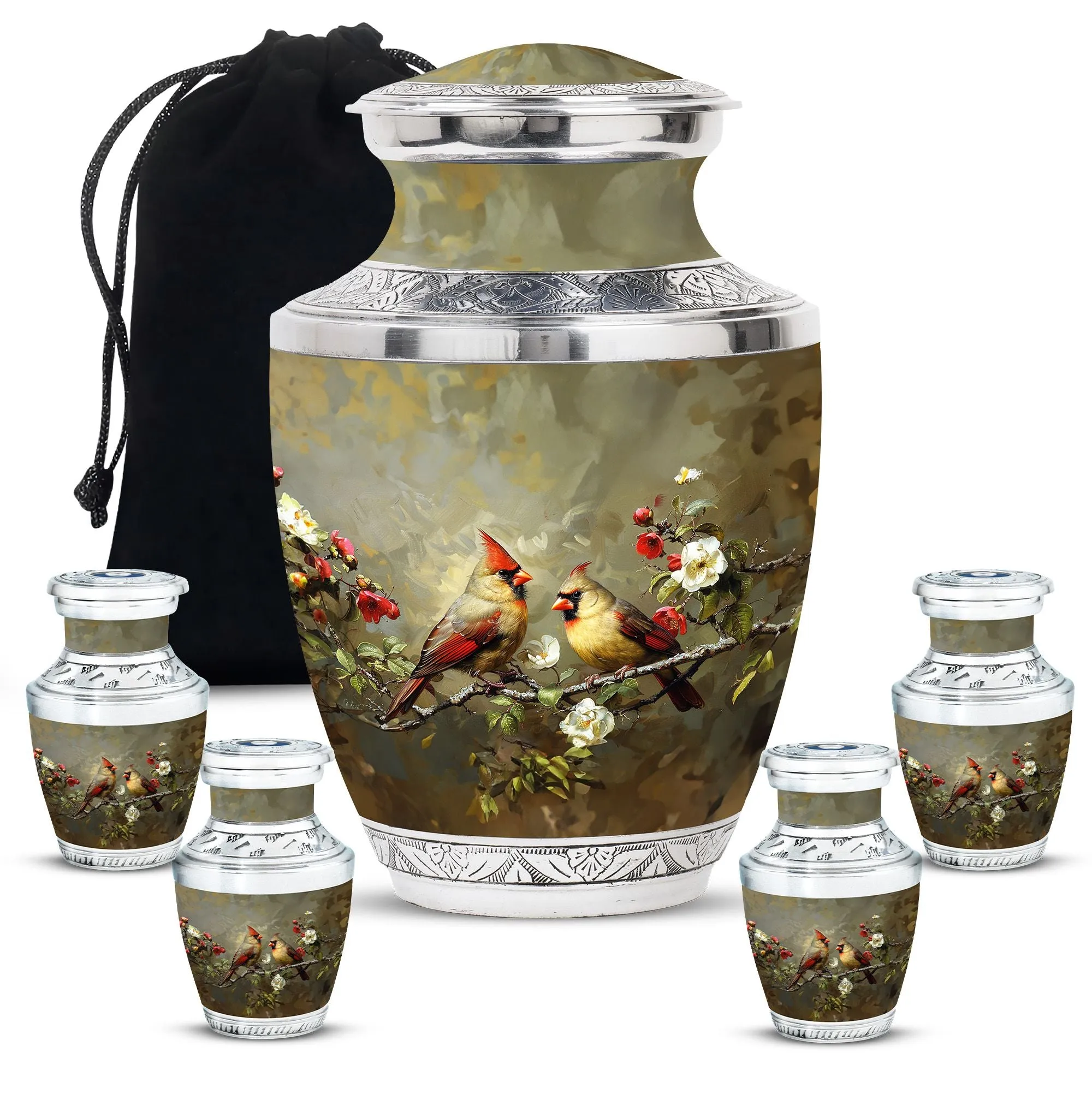 Cardinal Bird Cremation Mini Urns For Human Ashes Memorial & Funeral Urn