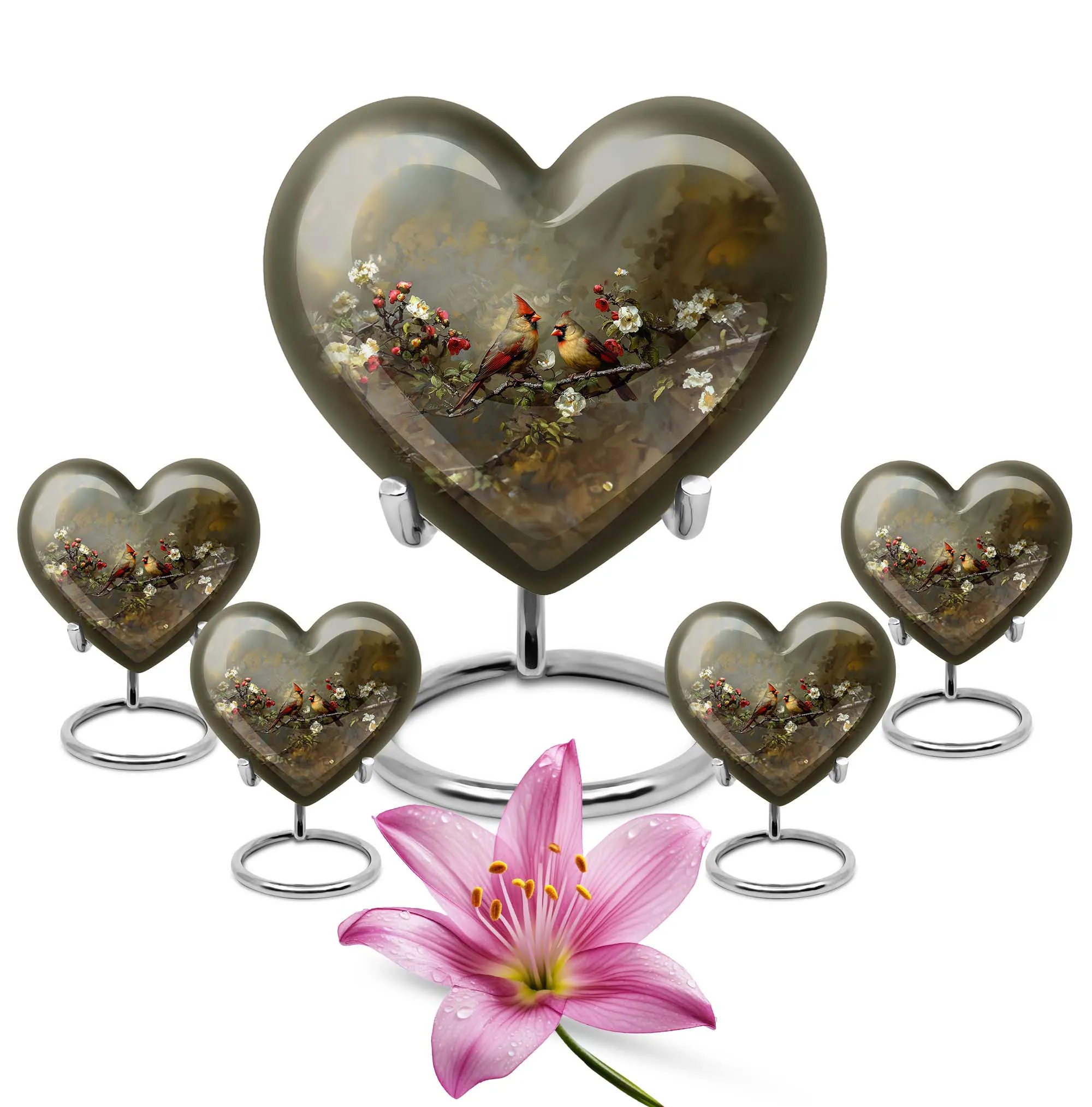 Cardinal Bird Cremation Mini Urns For Human Ashes Memorial & Funeral Urn