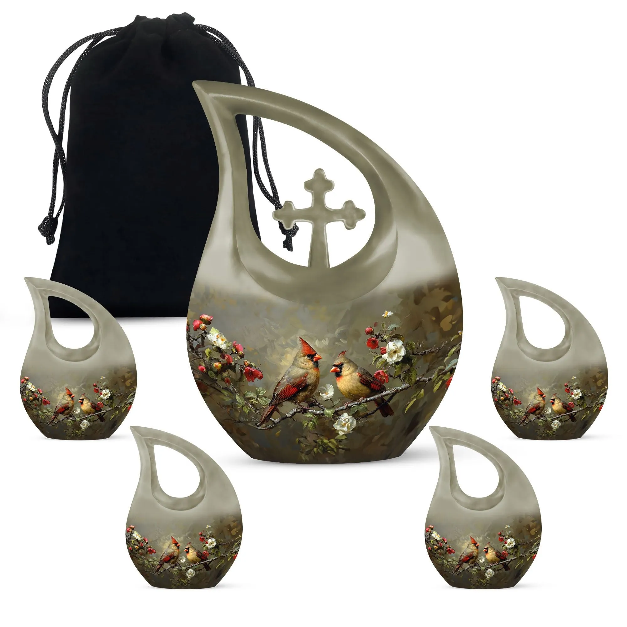 Cardinal Bird Cremation Mini Urns For Human Ashes Memorial & Funeral Urn