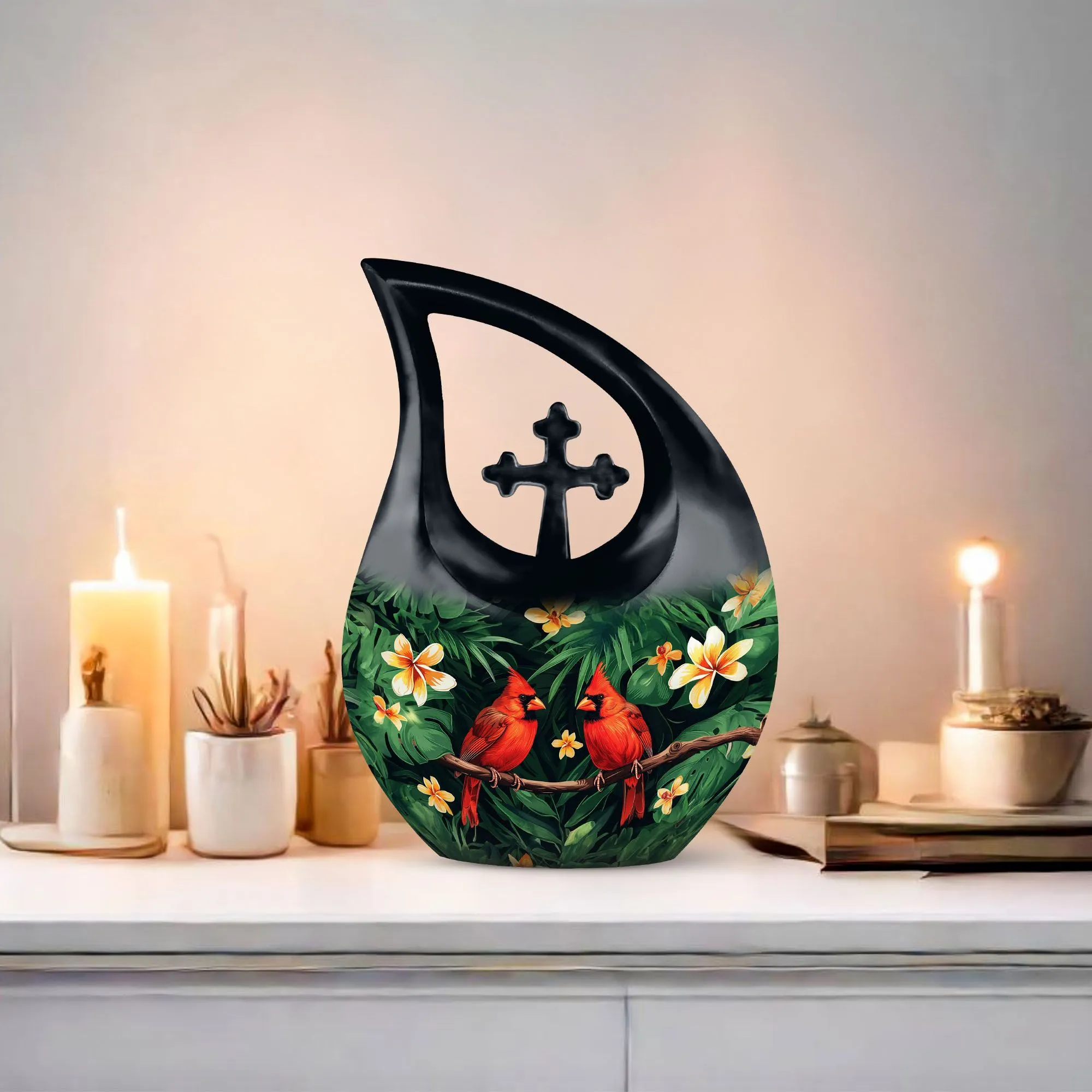 Cardinal Bird Custom Urns: Personalized Small Urn For Human Ashes