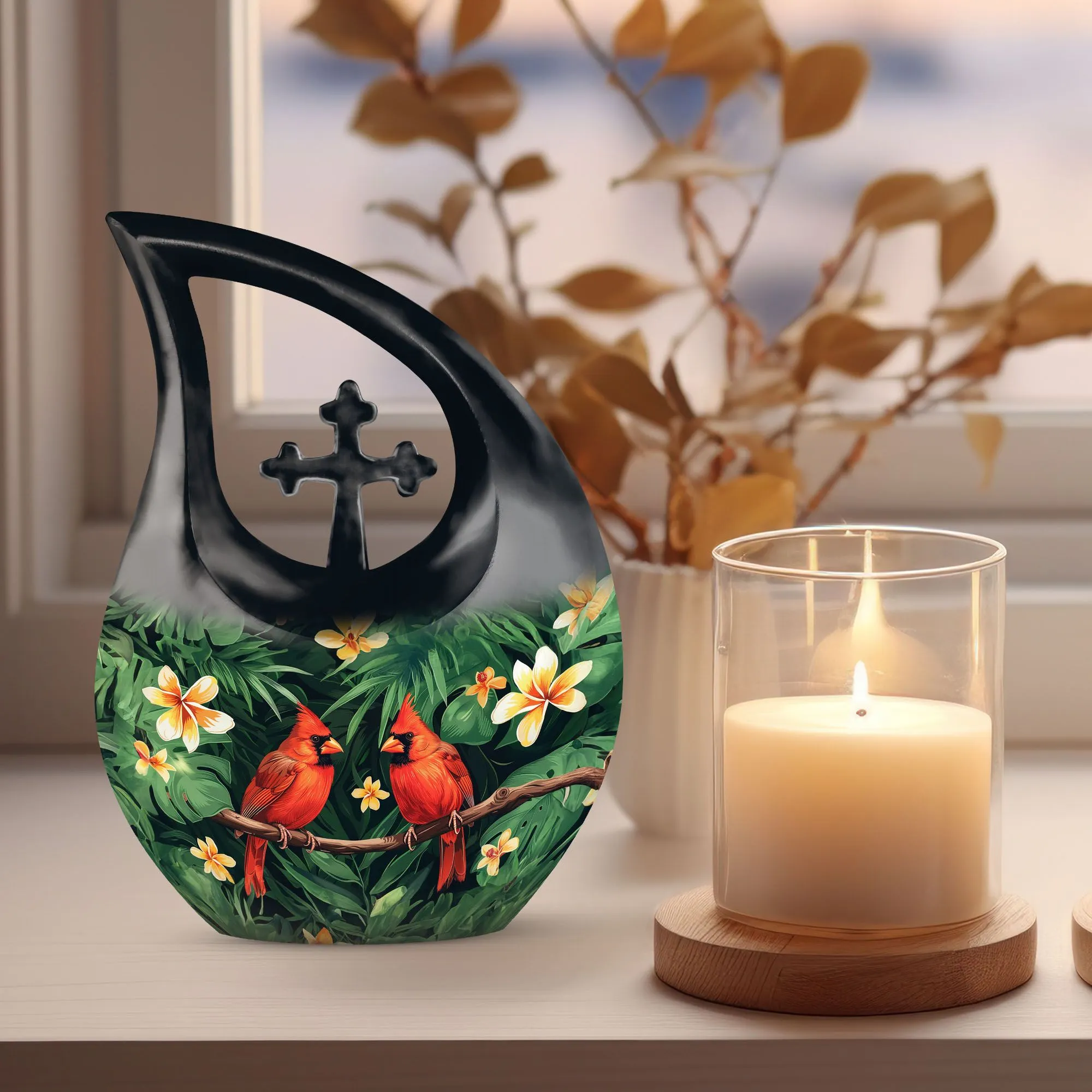 Cardinal Bird Custom Urns: Personalized Small Urn For Human Ashes