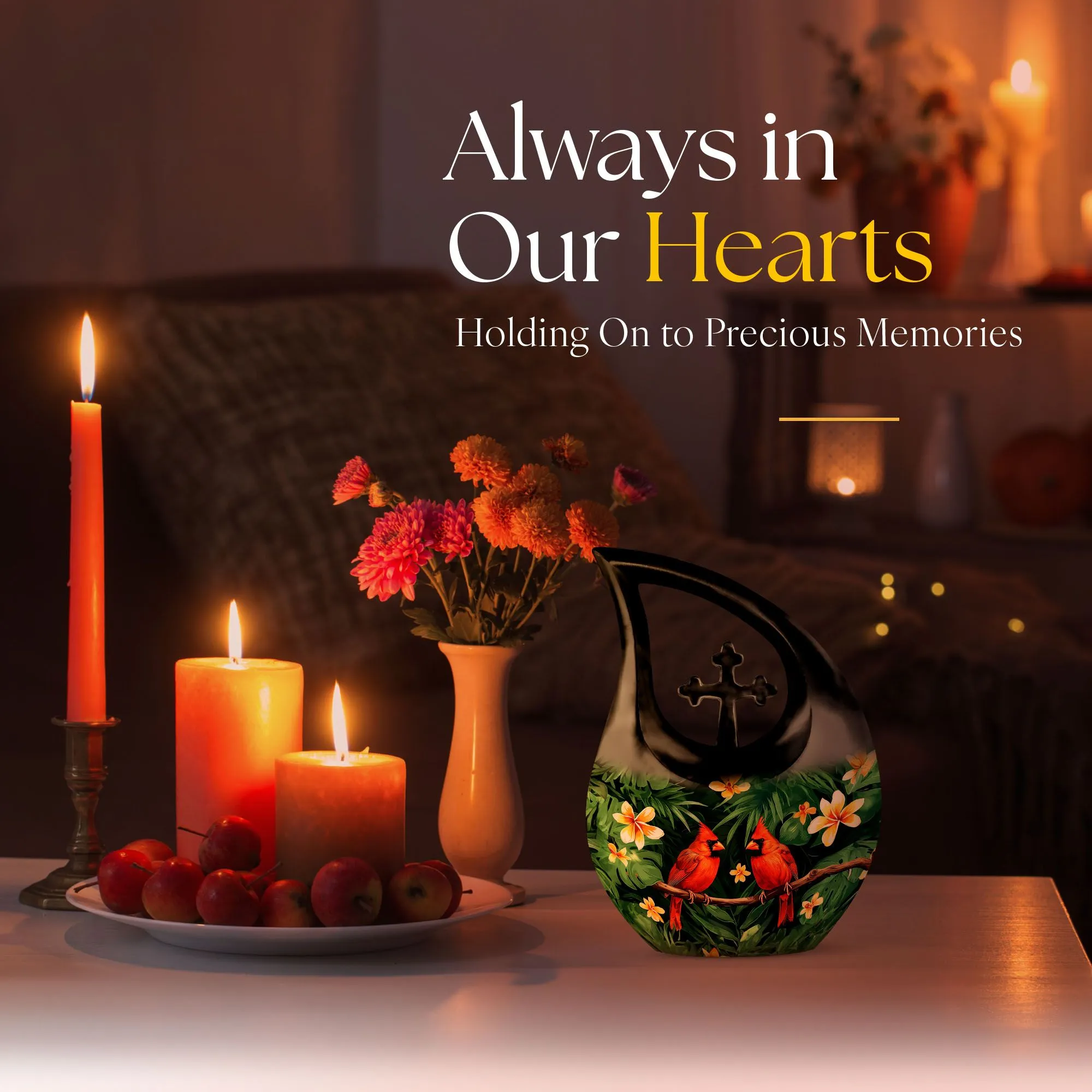 Cardinal Bird Custom Urns: Personalized Small Urn For Human Ashes