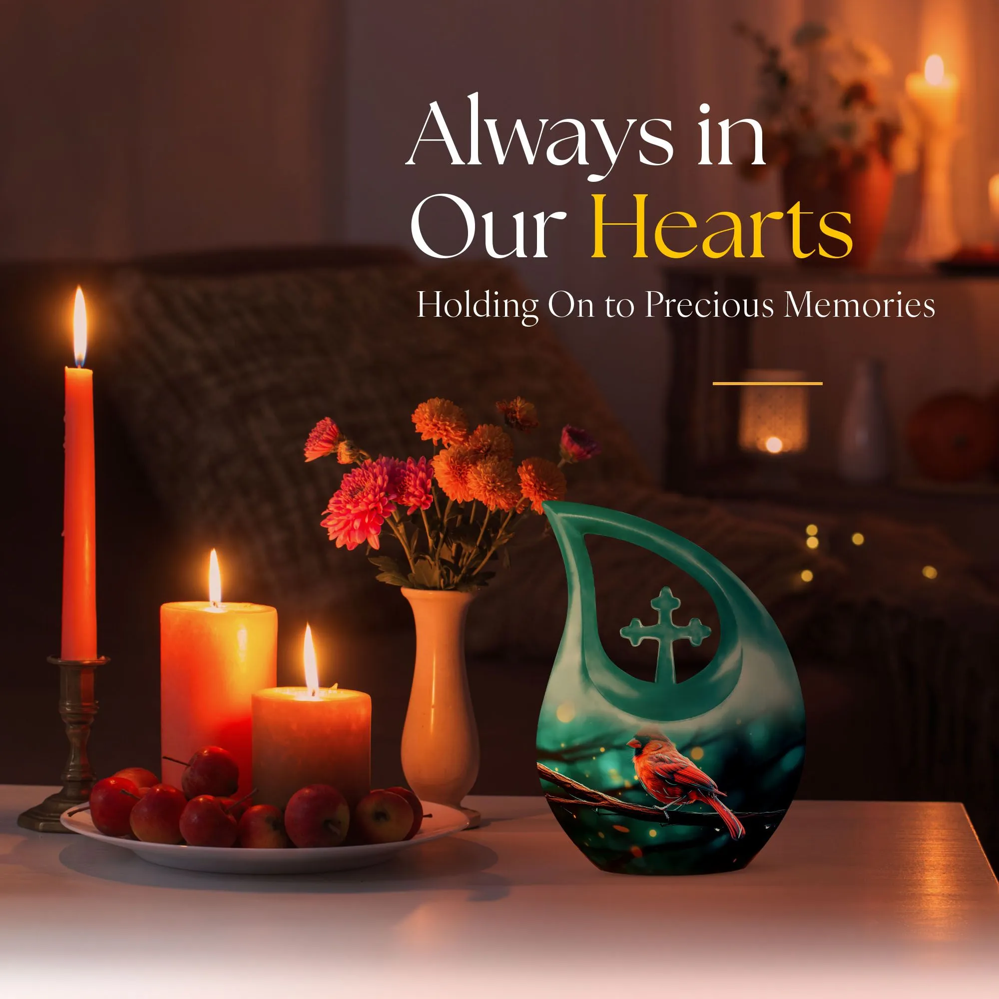 Cardinal Bird Tribute: Aesthetic Memorial Urn for Ashes