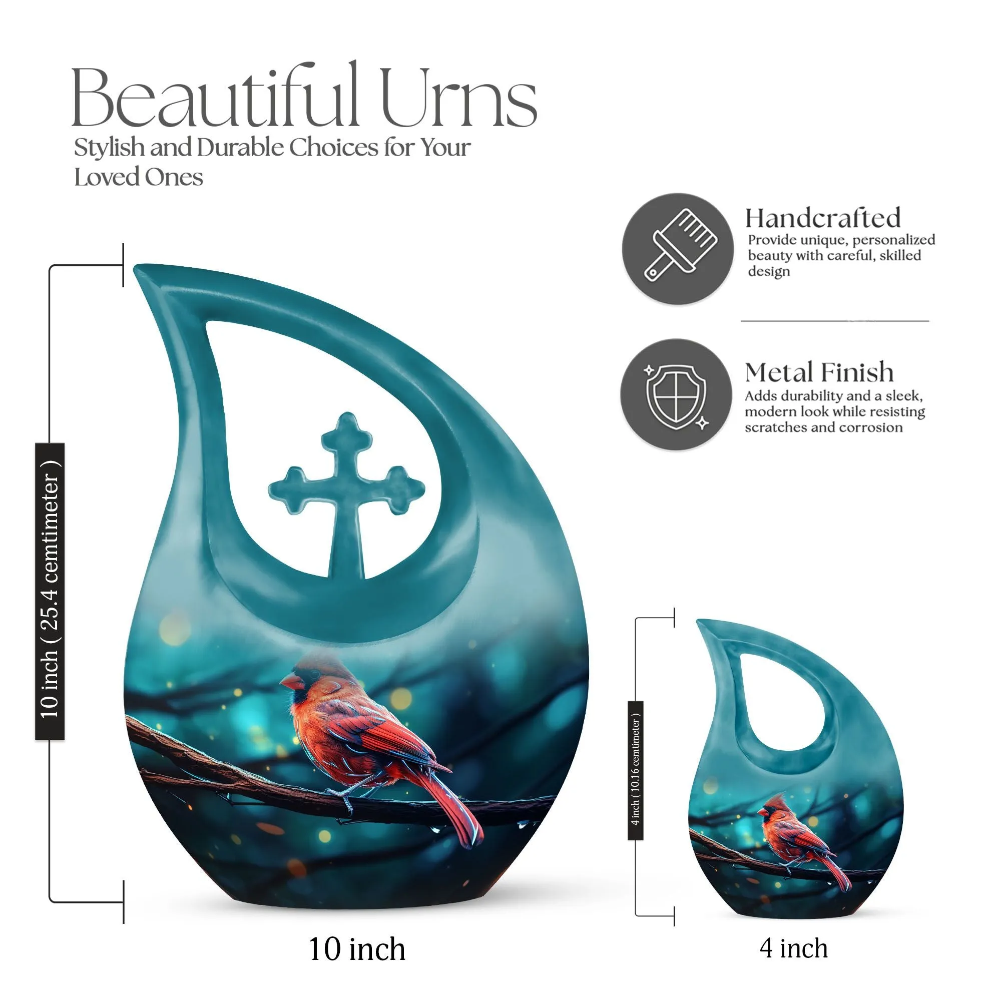 Cardinal Bird Tribute: Aesthetic Memorial Urn for Ashes