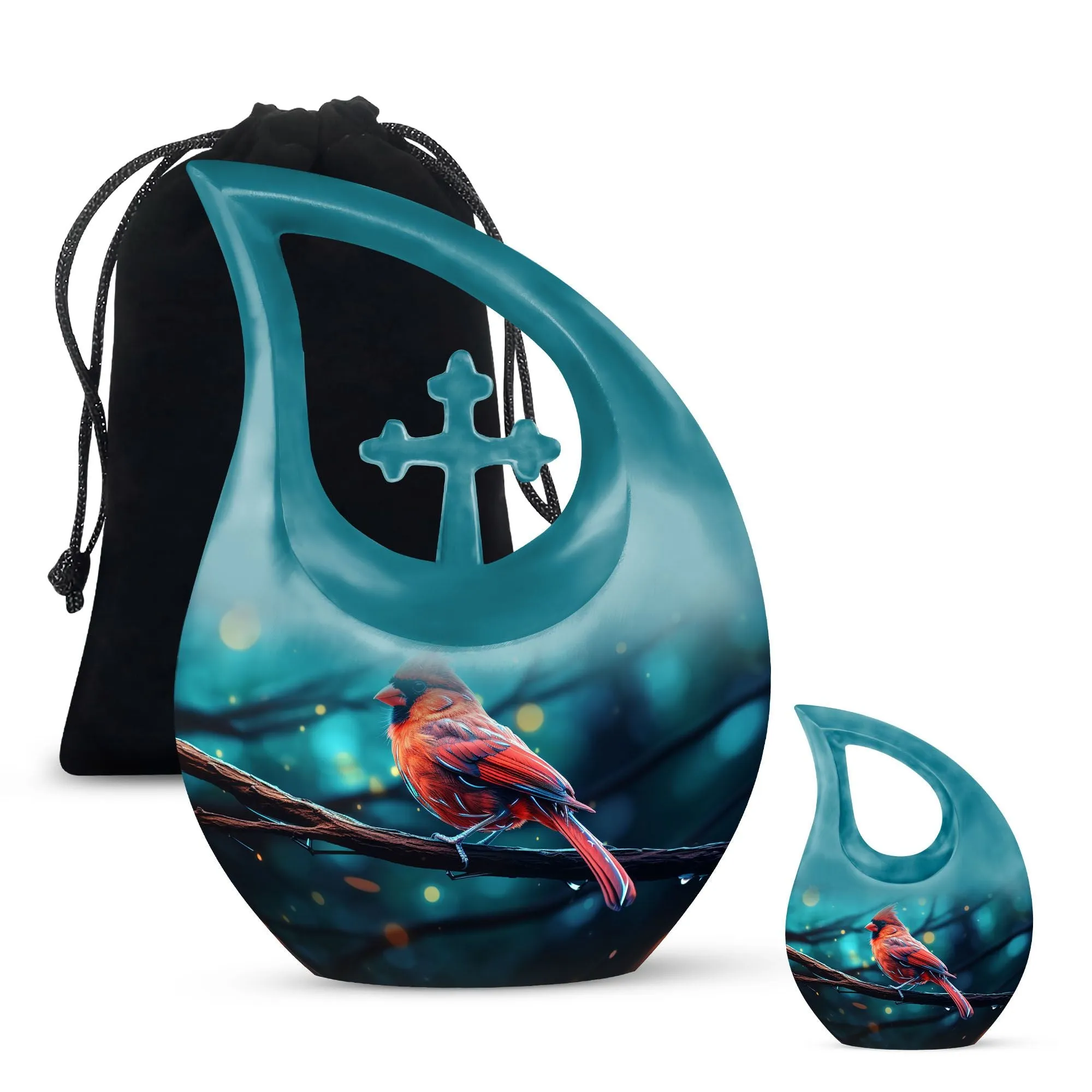 Cardinal Bird Tribute: Aesthetic Memorial Urn for Ashes