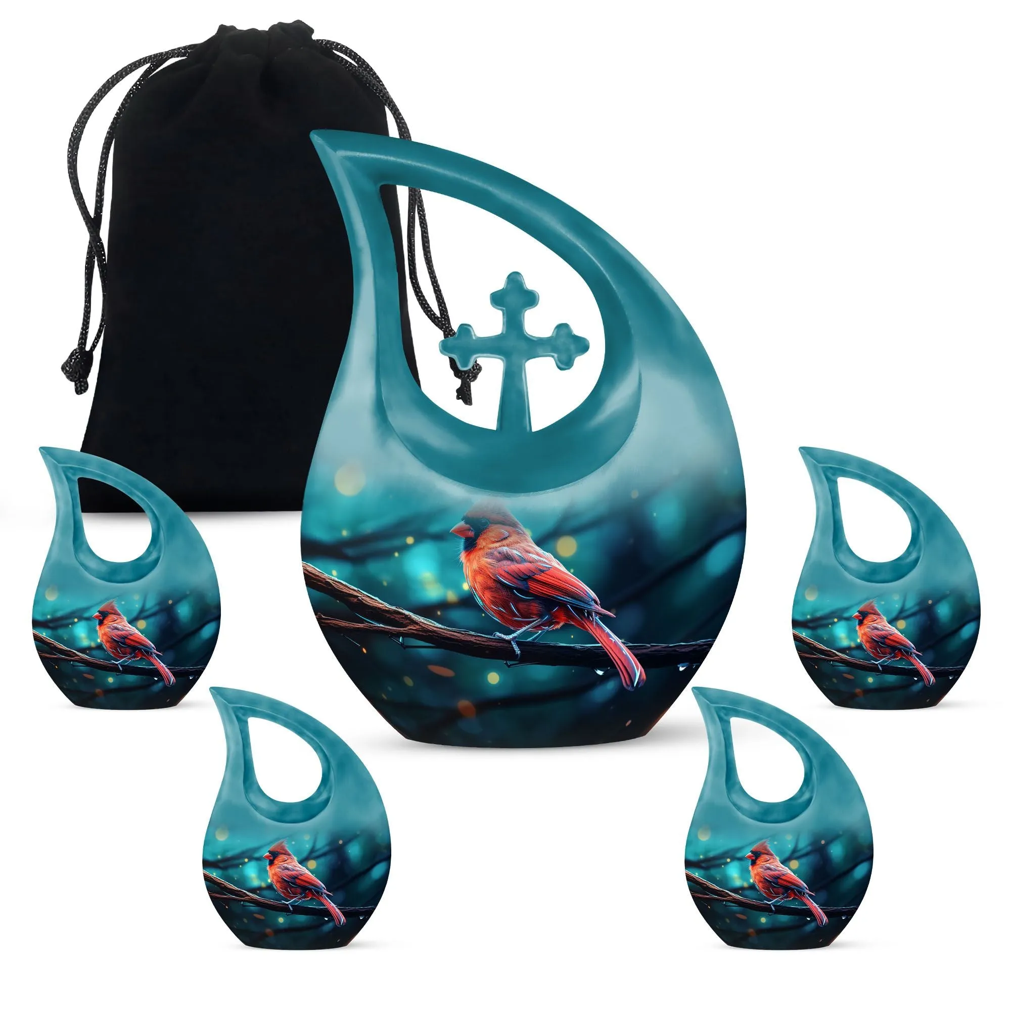 Cardinal Bird Tribute: Aesthetic Memorial Urn for Ashes