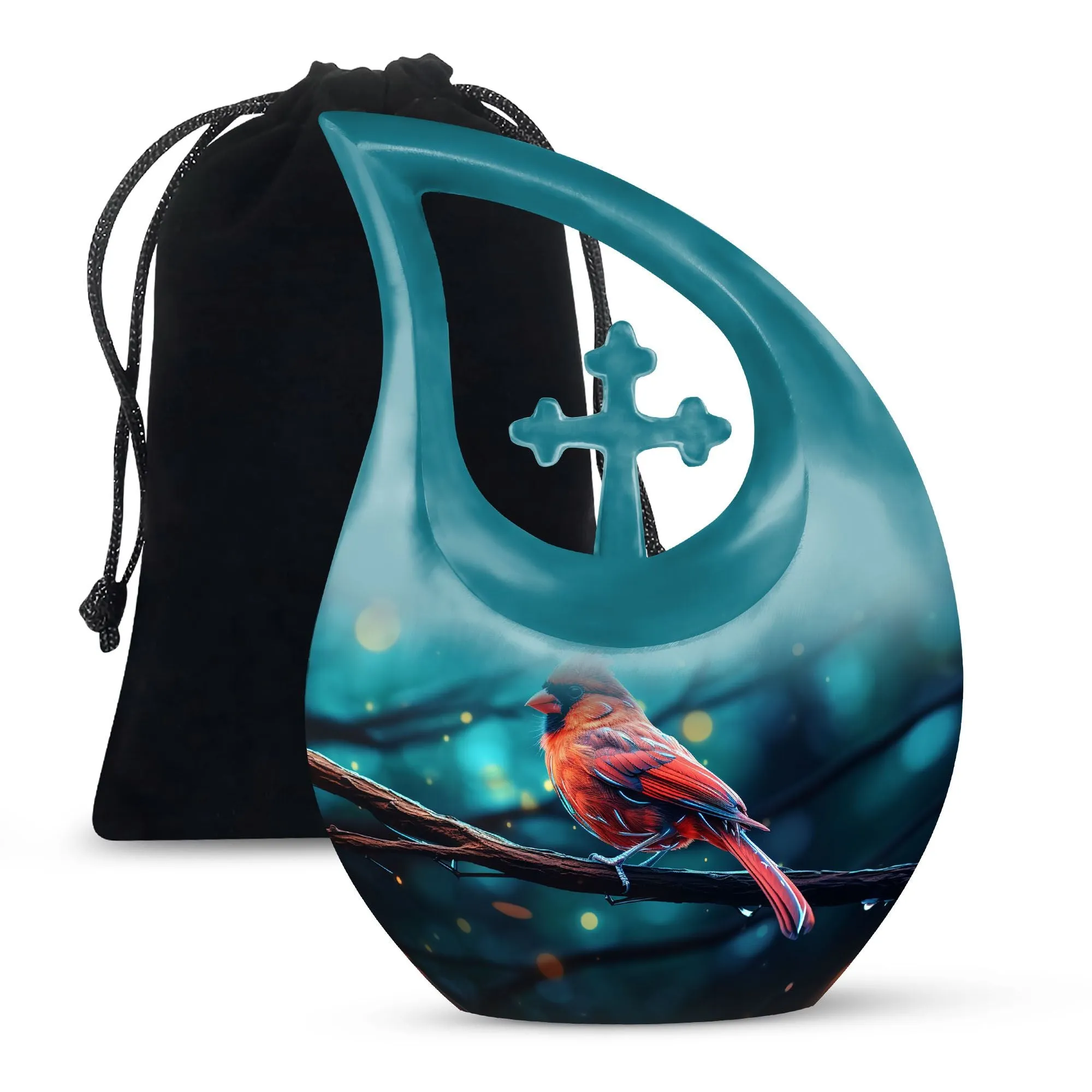 Cardinal Bird Tribute: Aesthetic Memorial Urn for Ashes