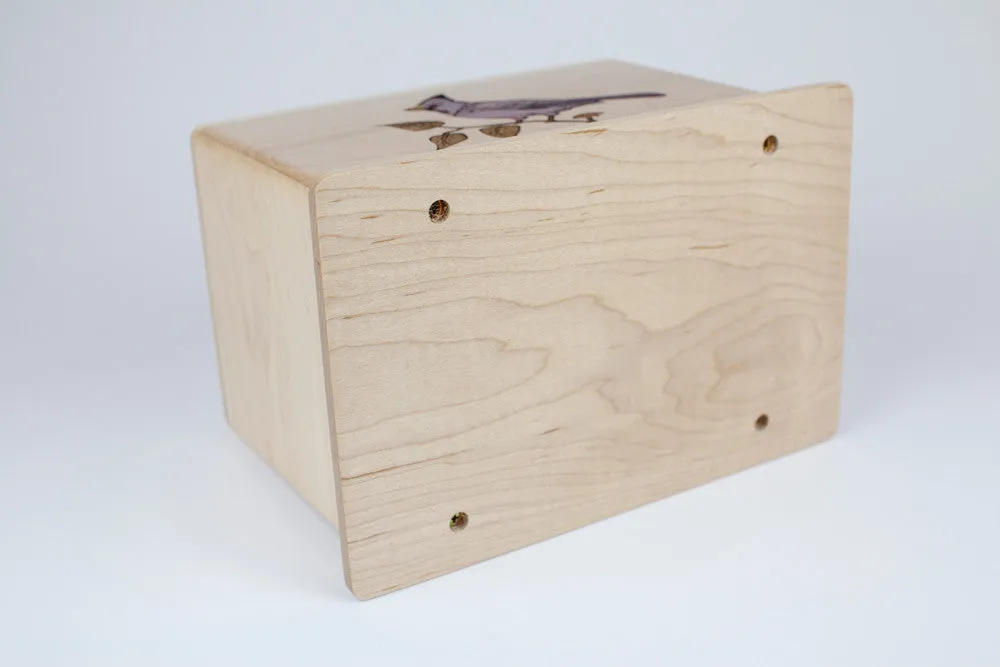 Cardinal Inlay Art Wood Cremation Urn