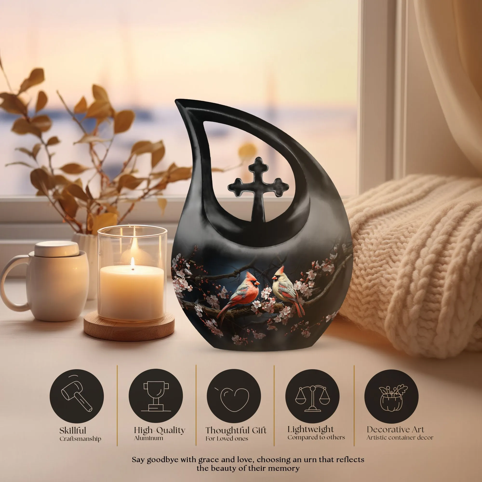 Cardinal Songbird Sanctuary - Affordable Tribute Memorial Urn