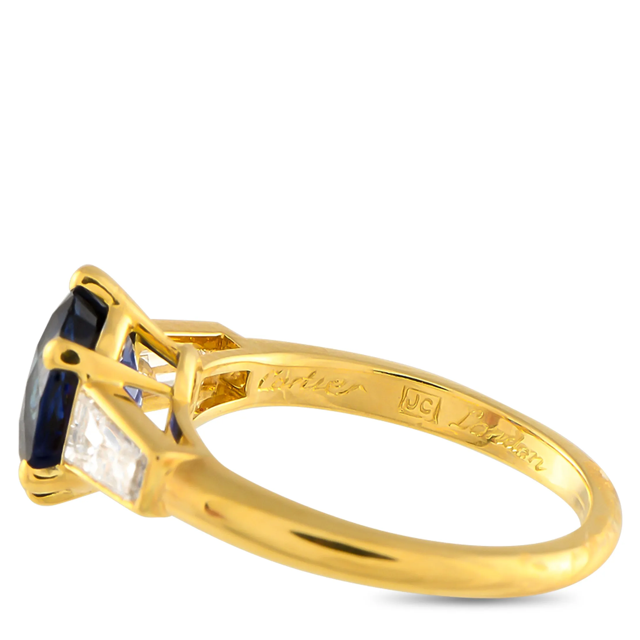 Cartier 18K Yellow Gold 0.35ct Diamond and Sapphire Three Stone Ring CA15-050525