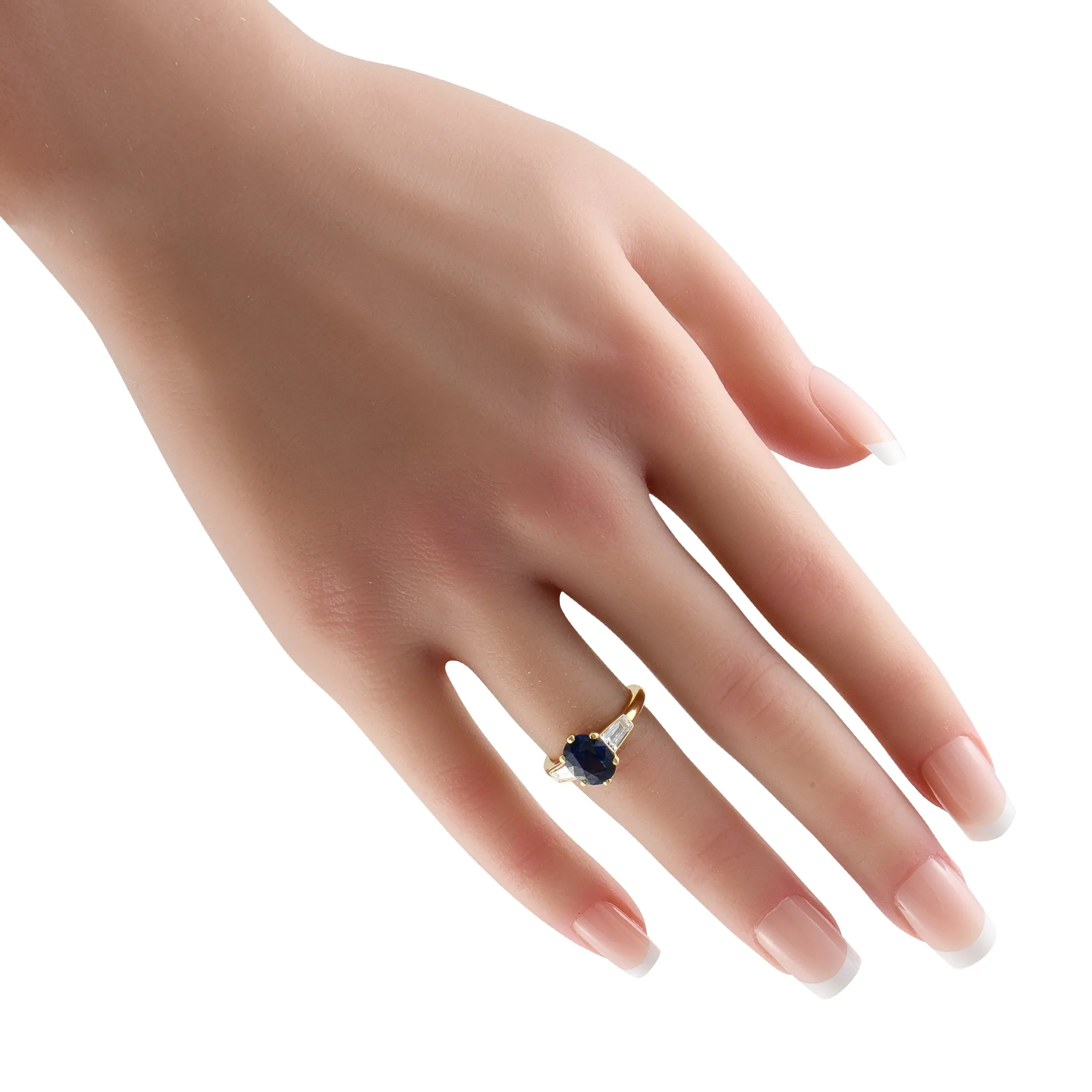 Cartier 18K Yellow Gold 0.35ct Diamond and Sapphire Three Stone Ring CA15-050525