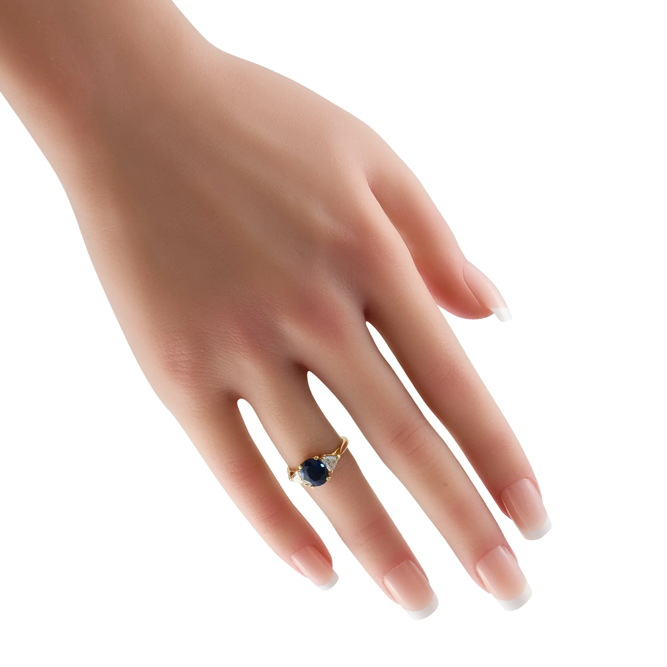 Cartier 18K Yellow Gold 0.47ct Diamond and Sapphire Three Stone Ring CA14-05025